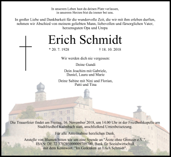 Anzeige von Erich Schmidt von MGO