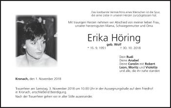 Anzeige von Erika Höring von MGO