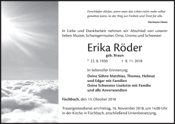 Anzeige von Erika Röder von MGO
