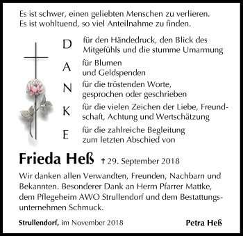 Anzeige von Frieda Heß von MGO