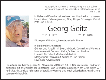 Anzeige von Georg Geitz von MGO