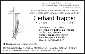 Anzeige von Gerhard Trapper von MGO