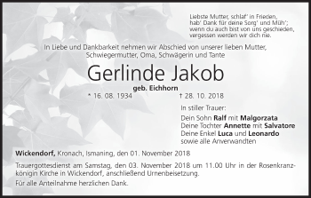 Anzeige von Gerlinde Jakob von MGO
