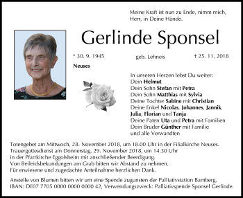 Anzeige von Gerlinde Sponsel von MGO