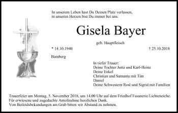 Anzeige von Gisela Bayer von MGO