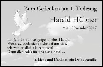 Anzeige von Harald Hübner von MGO