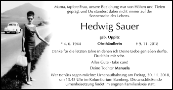 Anzeige von Hedwig Sauer von MGO
