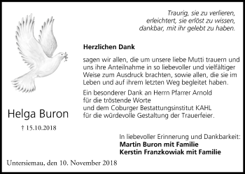 Anzeige von Helga Buron von MGO