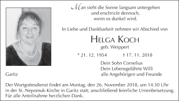Anzeige von Helga Koch von MGO