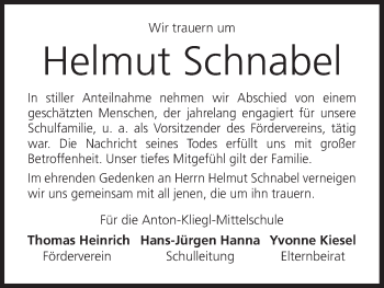Anzeige von Helmut Schnabel von MGO