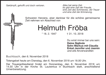Anzeige von Helmuth Fröba von MGO