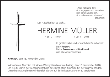 Anzeige von Hermine Müller von MGO