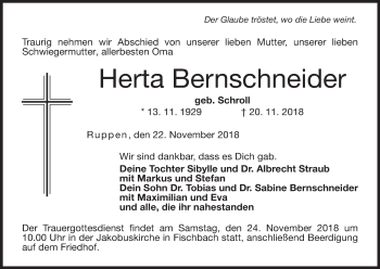 Anzeige von Herta Bernschneider von MGO