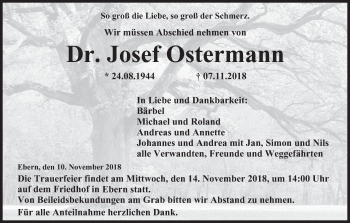 Anzeige von Josef Ostermann von MGO