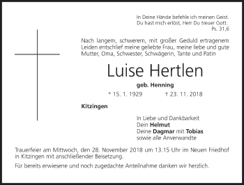 Anzeige von Luise Hertlen von MGO
