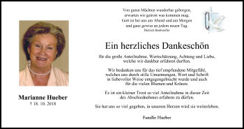 Anzeige von Marianne Hueber von MGO