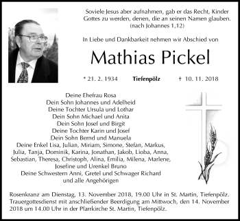 Anzeige von Mathias Pickel von MGO