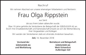 Anzeige von Olga Rippstein von MGO