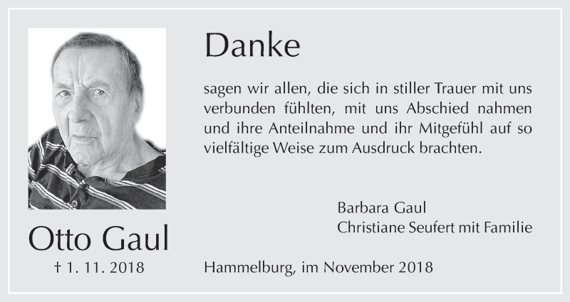  Traueranzeige für Otto Gaul vom 24.11.2018 aus MGO