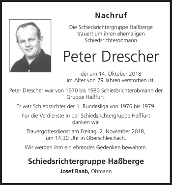 Anzeige von Peter Drescher von MGO
