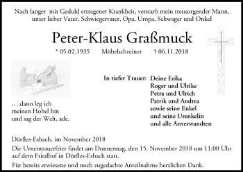 Anzeige von Peter-Klaus Graßmuck von MGO