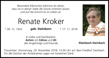 Anzeige von Renate Kroker von MGO