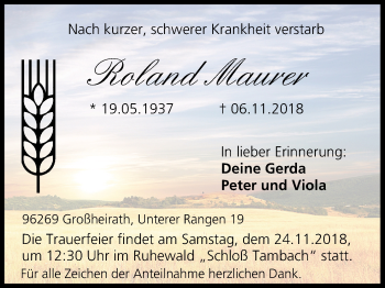 Anzeige von Roland Maurer von MGO