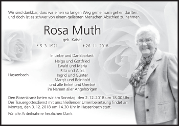 Anzeige von Rosa Muth von MGO