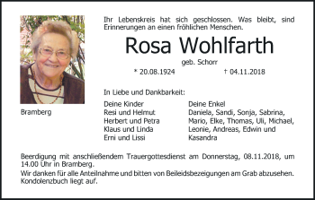 Anzeige von Rosa Wohlfarth von MGO