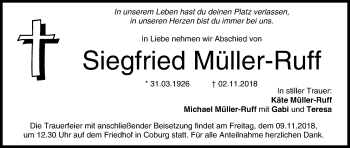 Anzeige von Siegfried Müller-Ruff von MGO