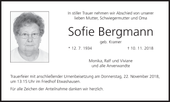 Anzeige von Sofie Bergmann von MGO