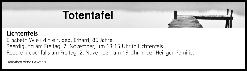  Traueranzeige für Totentafel vom 01.11.2018 vom 01.11.2018 aus MGO