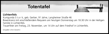Anzeige von Totentafel vom 22.11.2018 von MGO