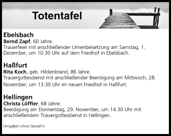 Anzeige von Totentafel vom 28.11.2018 von MGO