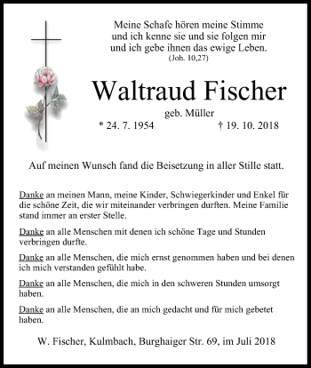 Anzeige von Waltraud Fischer von MGO
