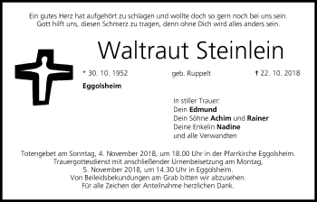 Anzeige von Waltraut Steinlein von MGO