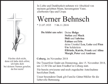 Anzeige von Werner Behnsch von MGO