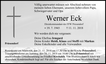Anzeige von Werner Eck von MGO