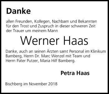 Anzeige von Werner Haas von MGO