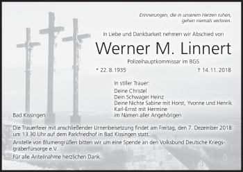 Anzeige von Werner M. Linnert von MGO
