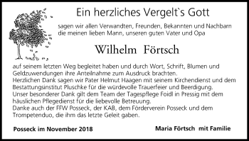 Anzeige von Wilhelm Förtsch von MGO