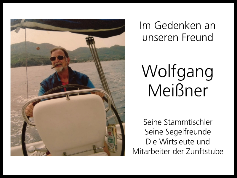  Traueranzeige für Wolfgang Meißner vom 10.11.2018 aus MGO