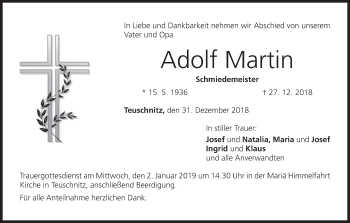 Anzeige von Adolf Martin von MGO