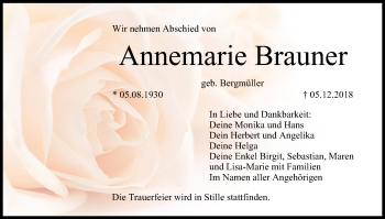 Anzeige von Annemarie Brauner von MGO