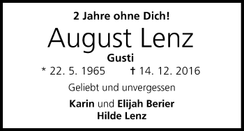 Anzeige von August Lenz von MGO