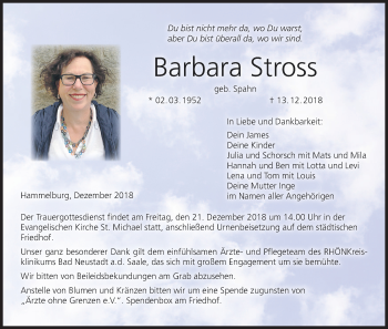 Anzeige von Barbara Stross von MGO