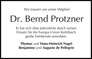 Anzeige von Bernd Protzner von MGO