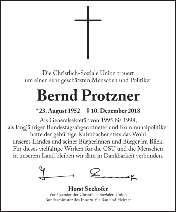 Anzeige von Bernd Protzner von MGO