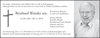 Anzeige von Bernhard Wunder von MGO