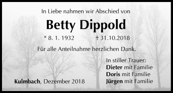 Anzeige von Betty Dippold von MGO